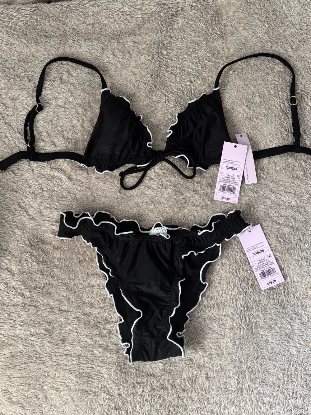 Wild Fable Black Bikini with White Ruffle Trim